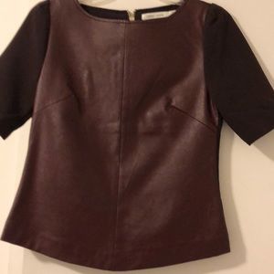 Short sleeve leather top